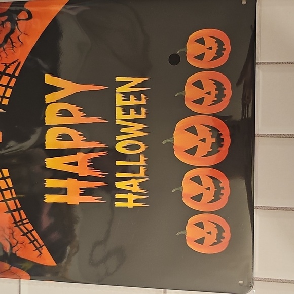 8x12 Happy Halloween Metal Sign with Pumpkins - Picture 3 of 3